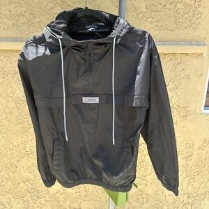 Ostoo Men's Hooded 1/4 Zip Jacket Windbreaker Vented BLACK Size SMALL